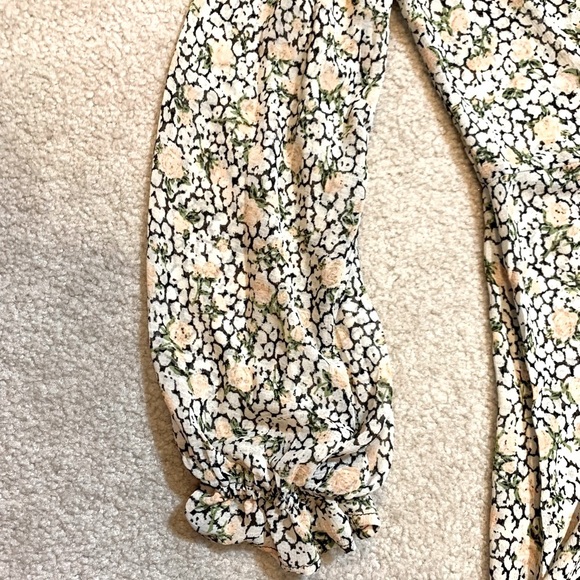 Free People Green and White Ruffled Wrap Maxi Dress Floral Women Medium - Picture 5 of 9